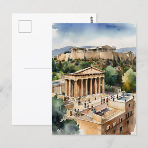 Athen Griechenland Aquarellkunst Postkarte