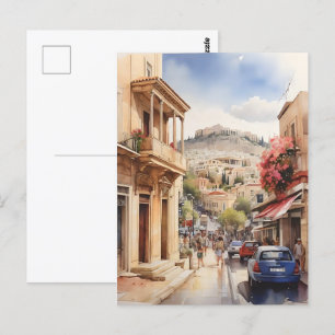 Athen Griechenland Aquarellkunst Postkarte
