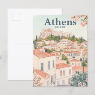 Athen Griechenland Aquarellmalerei Reise Postkarte