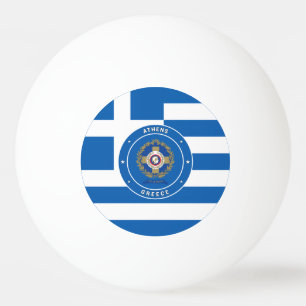 Athen, Griechenland - Emblem und Flagge Tischtennisball