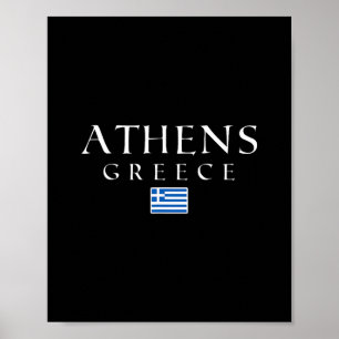 Athen Griechenland Flagge Urlaub Athen Souvenir Gr Poster