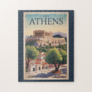 Athen Griechenland Illustration Travel Art Vintag