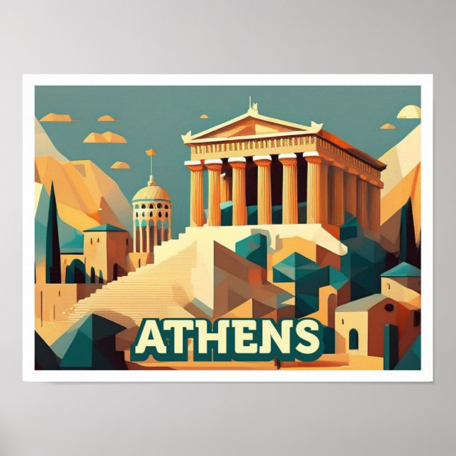 Athen Griechenland künstlerisch bunt Poster (Vorne)