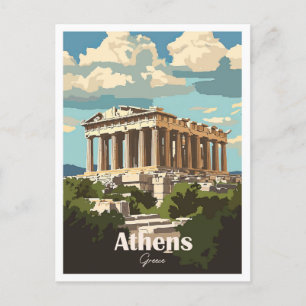 Athen Griechenland Kunstwerk Reiseort Illustration Postkarte