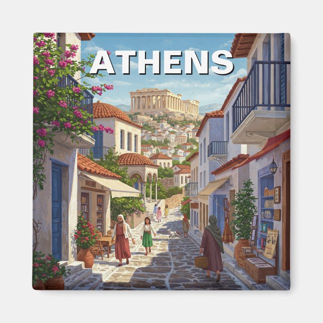 Athen Griechenland Plaka Travel Magnet (Vorne)