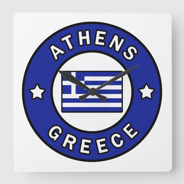 Athen Griechenland Quadratische Wanduhr (Vorderseite)