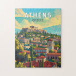Athen Griechenland Reisen Kunst Vintag<br><div class="desc">Athen Retrovektor Reise Design. Die Stadt wird noch von Sehenswürdigkeiten des 5. Jahrhunderts vor Christus beherrscht,  darunter die Akropolis,  eine Hügelzitadelle mit antiken Gebäude wie dem kolonierten Parthenon-Tempel.</div>