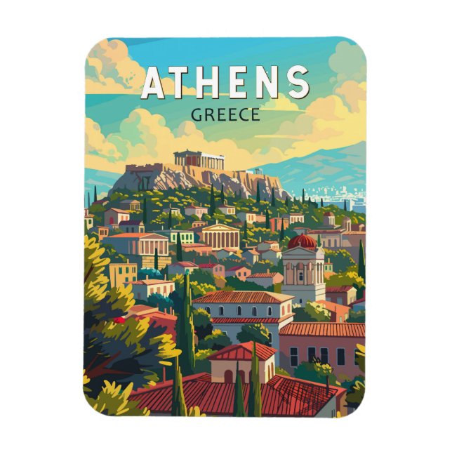 Athen Griechenland Reisen Kunst Vintag Magnet (Vertikal)