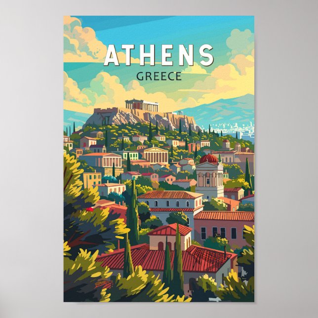Athen Griechenland Reisen Kunst Vintag Poster (Vorne)