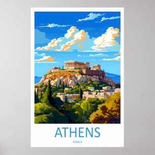 Athen Griechenland Reiseplakat Vintage Ski Nationa Poster