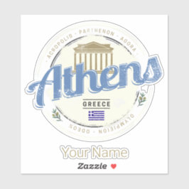 Athen Griechenland Retro Akropolis Vintag Souvenir Aufkleber