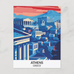 Athen Griechenland Retro Artwork Travel Postkarte