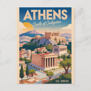 Athen Griechenland Retro-Silhouette Stadtansicht R Postkarte