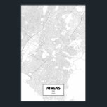 Athen, Griechenland (schwarz auf weiß) Poster<br><div class="desc">Intrikate Plakate von Städten nur durch ihre Straßen in schönen Details umrissen. Routelines Kunstwerk Copyright (c)2012 Nicholas Rougeux. Kartendaten außerhalb der USA sind (c) OpenStreetMap (http://www.openstreetmap.org) Beitragende,  CC BY-SA (http://creativecommons.org/licenses/by-sa/2.0/).</div>