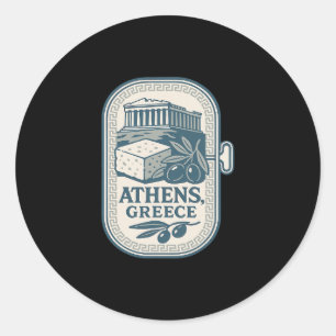 Athen Griechenland Souvenir Griechischer Käse Und Runder Aufkleber