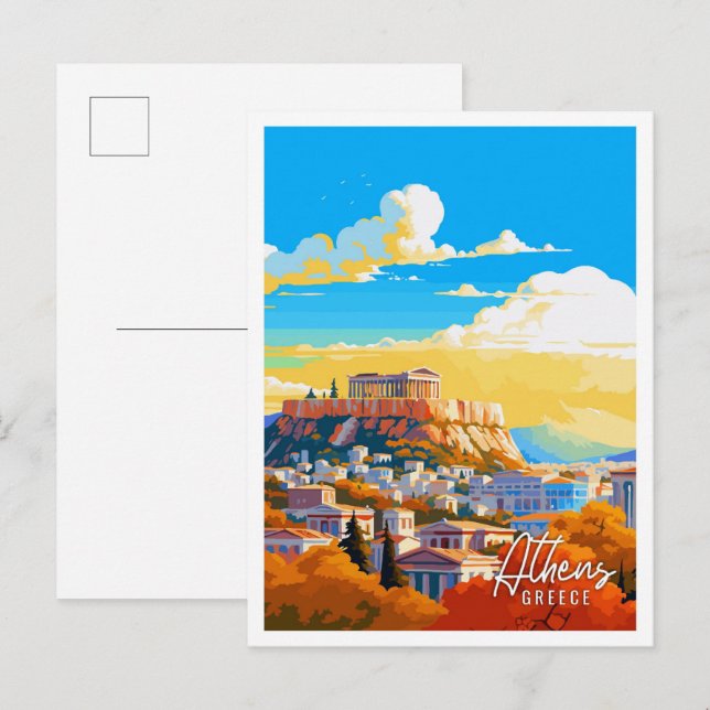 Athen Griechenland Vintage Kunstreisemodelle Postkarte (Vorne/Hinten)