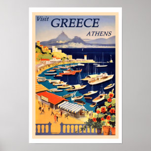 Athen, Griechenland Vintage Travel Poster