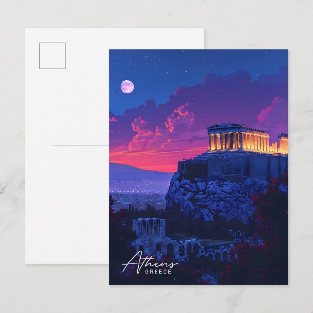 Athen Griechenland Vintage Travel Postkarte (Vorne/Hinten)