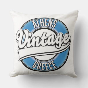 Athen Griechenland Vintages Logo Kissen
