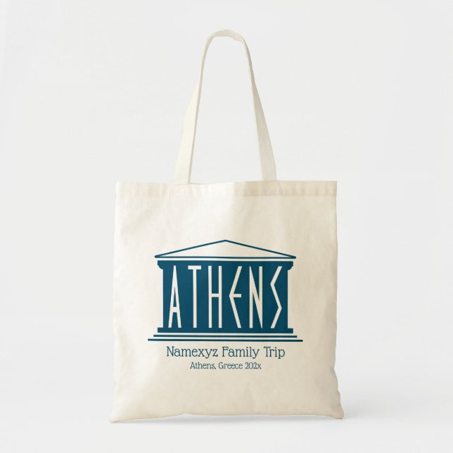 Athen Logo Typografy Family Trip nach Griechenland Tragetasche (Vorne)