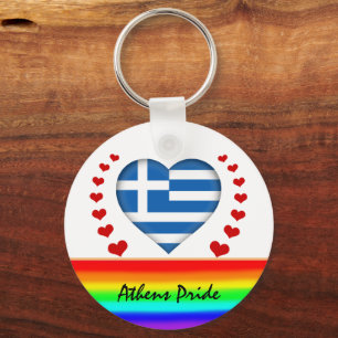 Athen - Pride & Hearts & Regenbogenflagge / Liebe Schlüsselanhänger