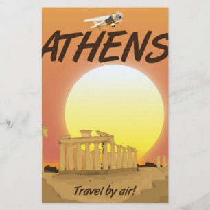 Athen "Reisen mit dem Flugzeug" Goldener Sonnenunt Briefpapier