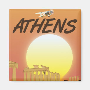 Athen "Reisen mit dem Flugzeug" Goldener Sonnenunt Magnet