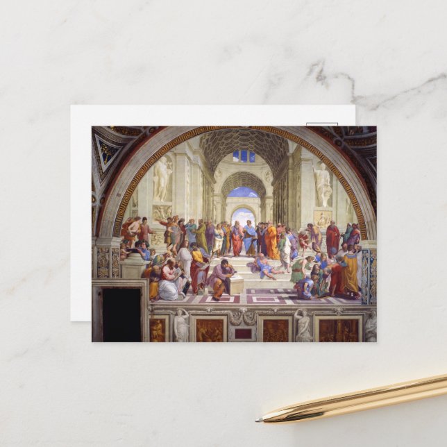 Athen-Schule, aus der Stanza della Segnatura Postkarte (Vorderseite/Rückseite Beispiel)