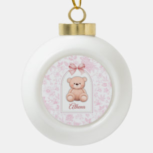 Athena Benutzerdefiniertes rosa Teddy-Bär-Kinder Keramik Kugel-Ornament