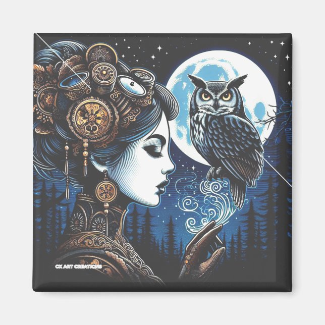 Athena et son hibou Magnet (Devant)