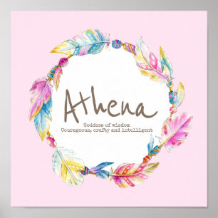 Athena Feder- und Perlenkranz Namensbedeutung Poster