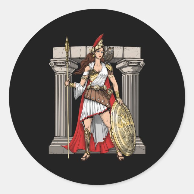 Athena, griechische Göttin der Weisheit, antiker M Runder Aufkleber (Vorderseite)