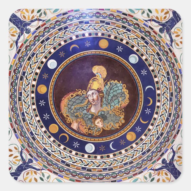 Athena-Mosaik in den Vatikanmuseen Quadratischer Aufkleber (Vorderseite)