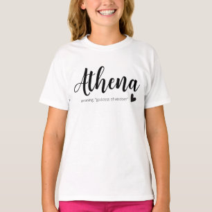 Athena Name bedeutet Minimal Moderne Script Girls T-Shirt