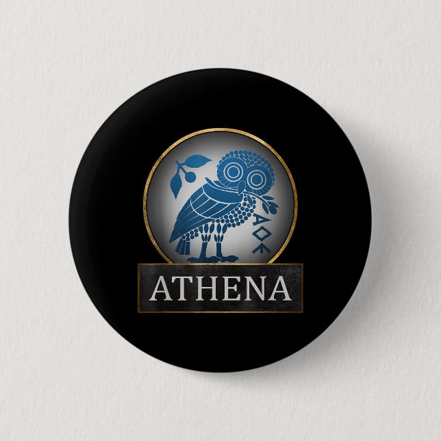 Athena Owl Symbol der griechischen Göttin der Weis Button (Vorderseite)