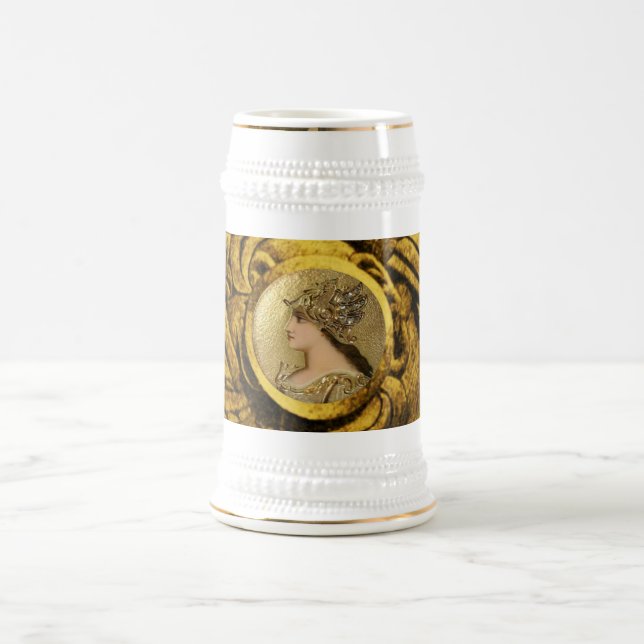 ATHENA PORTRAIT MIT GOLDEN HELMET UND GRIFFINEN BIERGLAS (Mittel)