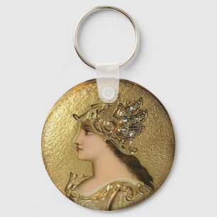ATHENA-PORTRAIT MIT GOLDHELM UND GREIFEN SCHLÜSSELANHÄNGER