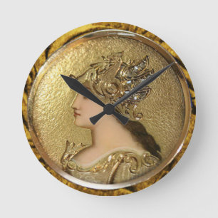 ATHENA PORTRAIT WITH GOLDEN HELMET AND GRYPHONS RUNDE WANDUHR
