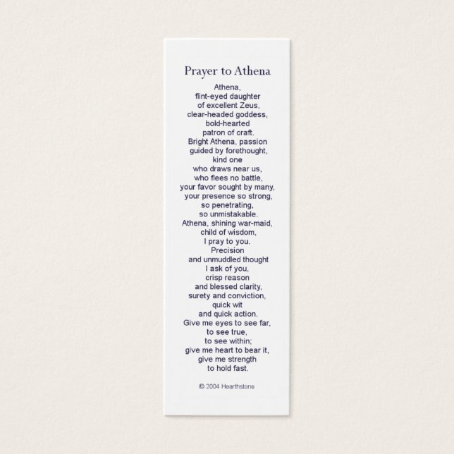 Athena Prayer Card (Vorderseite)