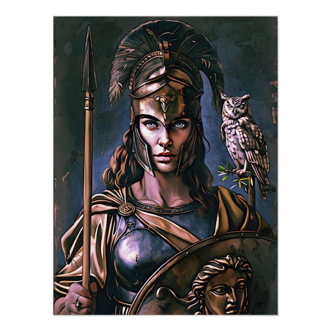 "Athena's Fierce Loyalty" Farbiges Portrait Poster (Vorderseite)