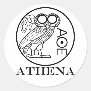 Athene Eule tetradrachm (Engravers-Schriftart) Runder Aufkleber