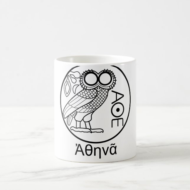 Athene Eule tetradrachm (griechischer Schriftart) Kaffeetasse (Mittel)