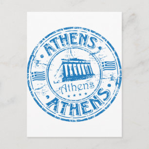 Athener Briefmarke Postkarte
