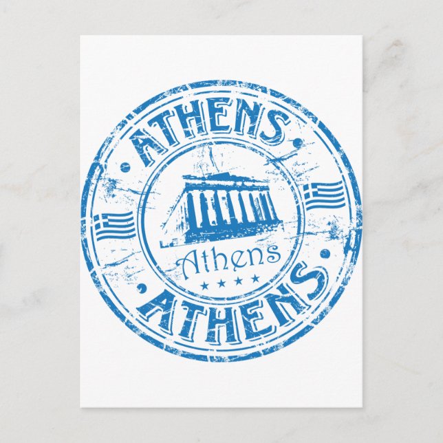 Athener Briefmarke Postkarte (Vorderseite)