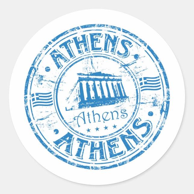 Athener Briefmarke Runder Aufkleber (Vorderseite)