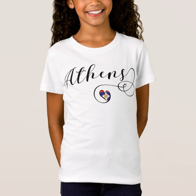 Athener Flagge im Herzen Griechenlands T-Shirt (Vorderseite)