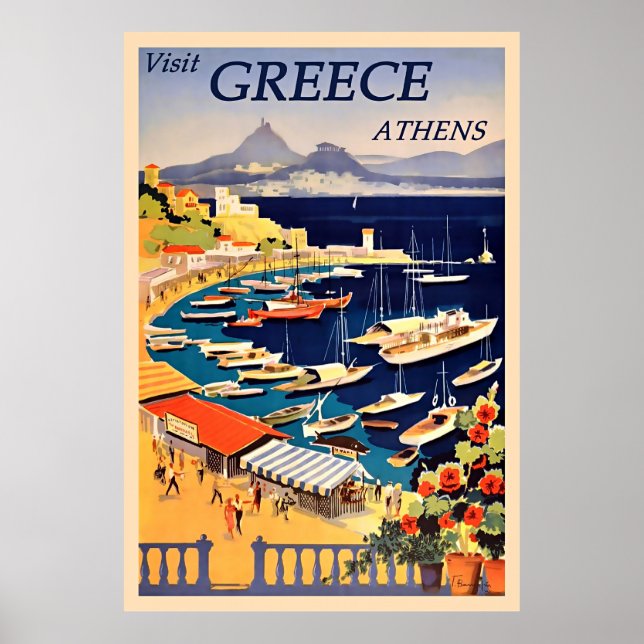 Athènes, Grèce Poster Vintage voyage (Devant)