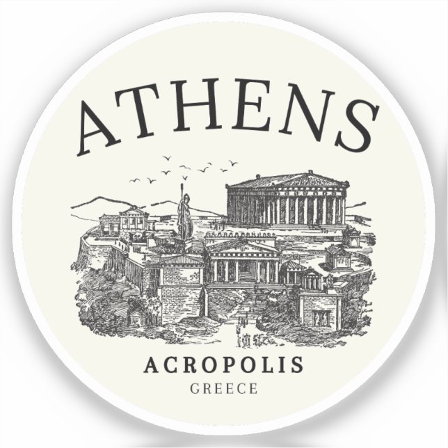 Athens Grecce  Acropolis Vintage scene Aufkleber (Vorderseite)