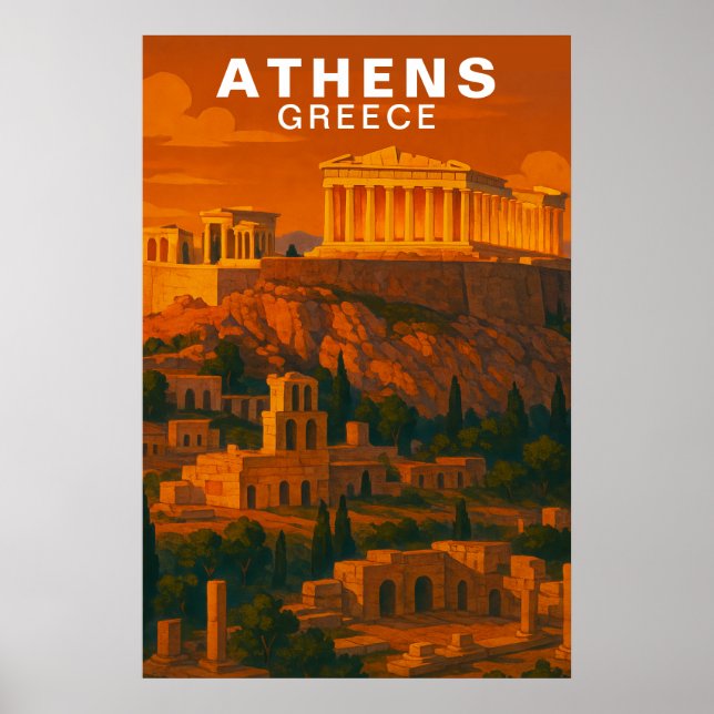 Athens, Greece Ancient Classic Ruins Poster (Vorne)