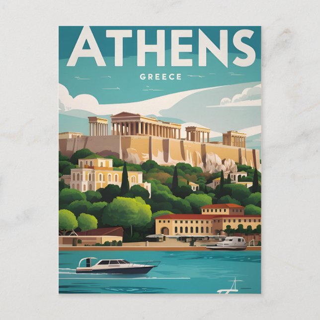 Athens Greece Vintag Postkarte (Vorderseite)